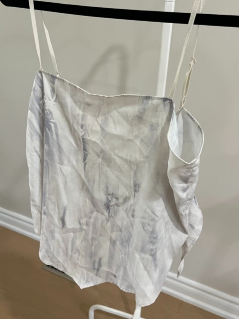Satin Watercolor Tie-Front Handkerchief Camisole